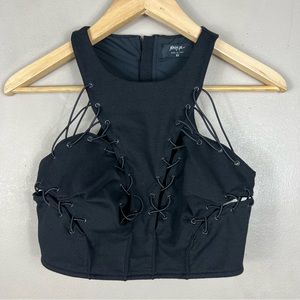 Nasty Gal Black Cropped Corset Tank Top